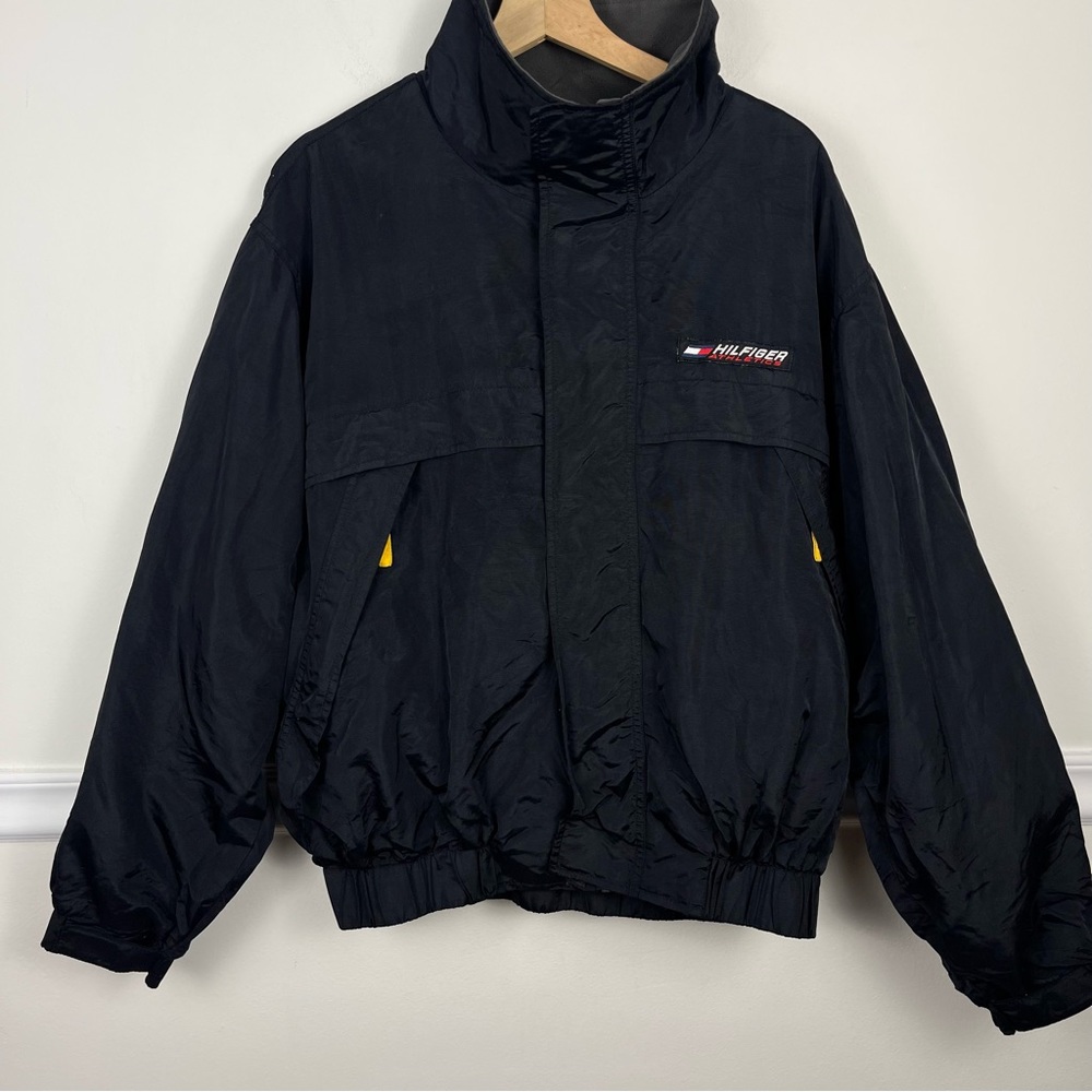 Vintage Hilfiger Athletic Windbreaker Fleece Lined Full Zip High Neck‎ Jacket M